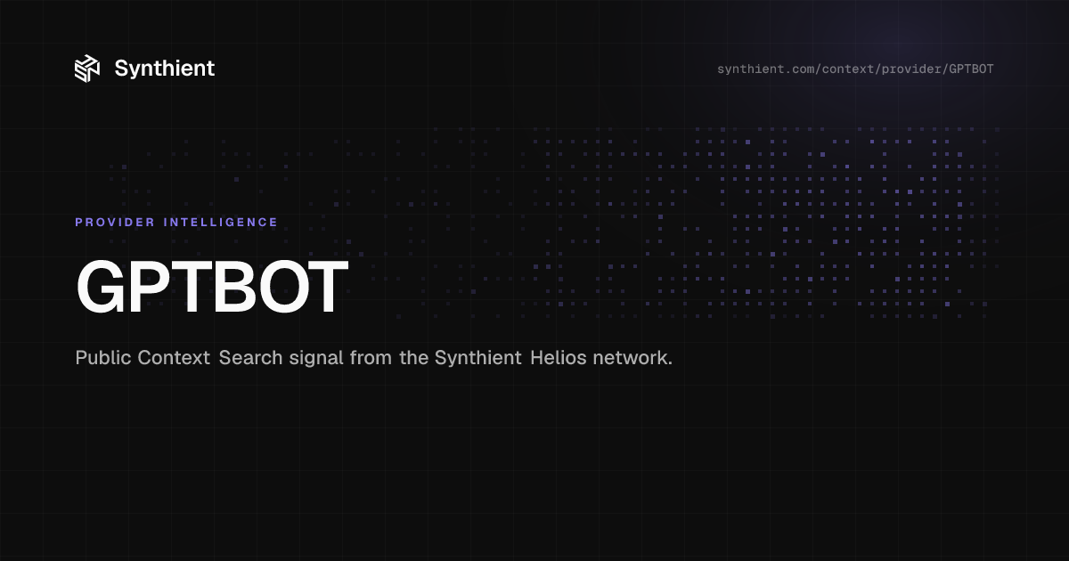 GPTBOT: Provider Activity & Pool Stats | Synthient
