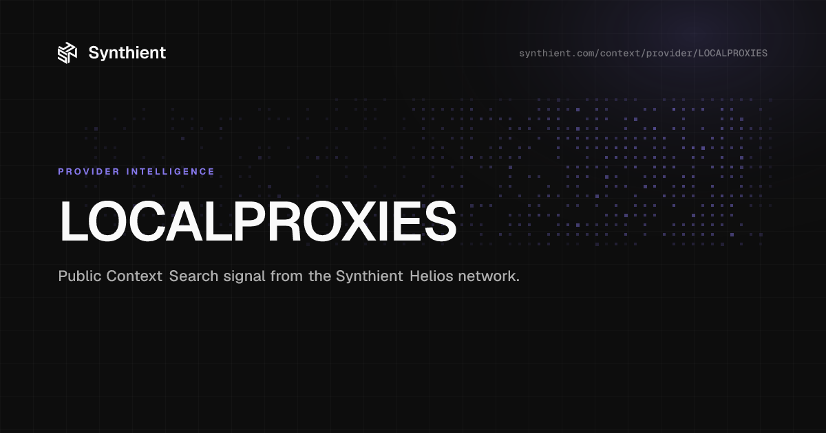 LOCALPROXIES: Provider Activity & Pool Stats | Synthient