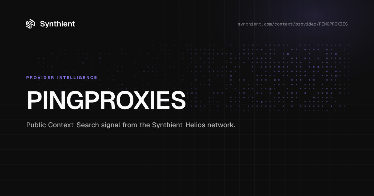 PINGPROXIES: Provider Activity & Pool Stats | Synthient