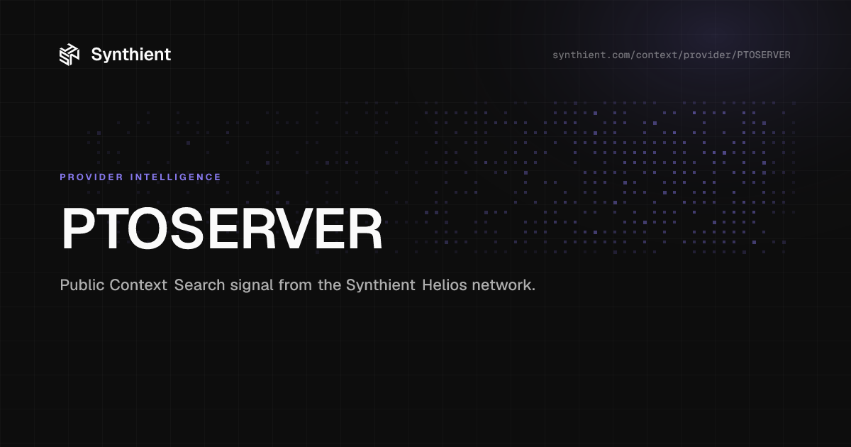 PTOSERVER: Provider Activity & Pool Stats | Synthient
