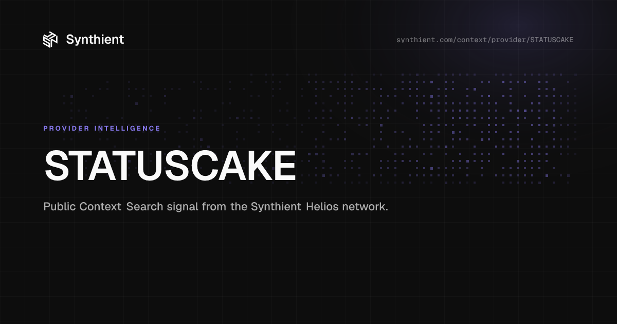 STATUSCAKE: Provider Activity & Pool Stats | Synthient